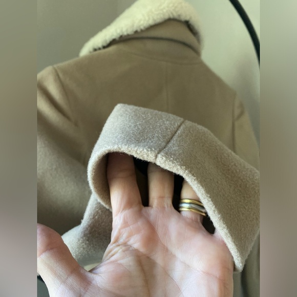 T Alexander Wang Tan Pea Coat Double Breasted Jacket detachable Fur Collar Sz 0 - Picture 10 of 13